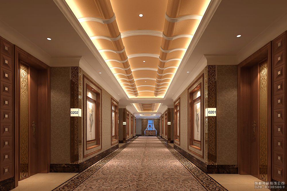 豪华酒店走廊设计效果图