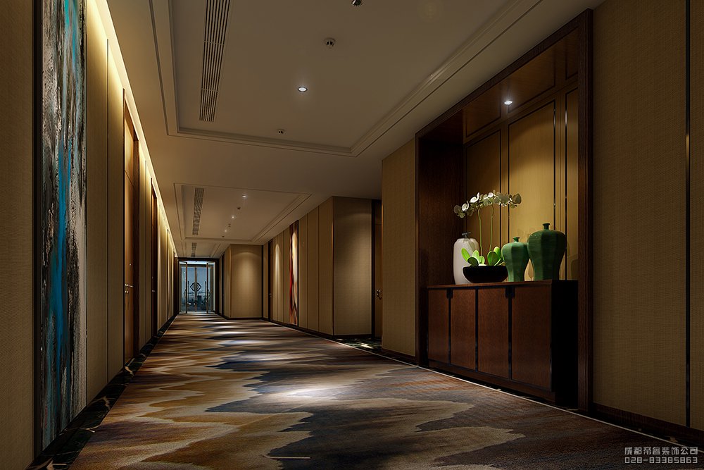 商务酒店走廊设计效果图
