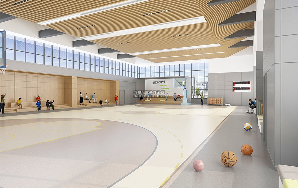现代体育馆篮球场装修效果图