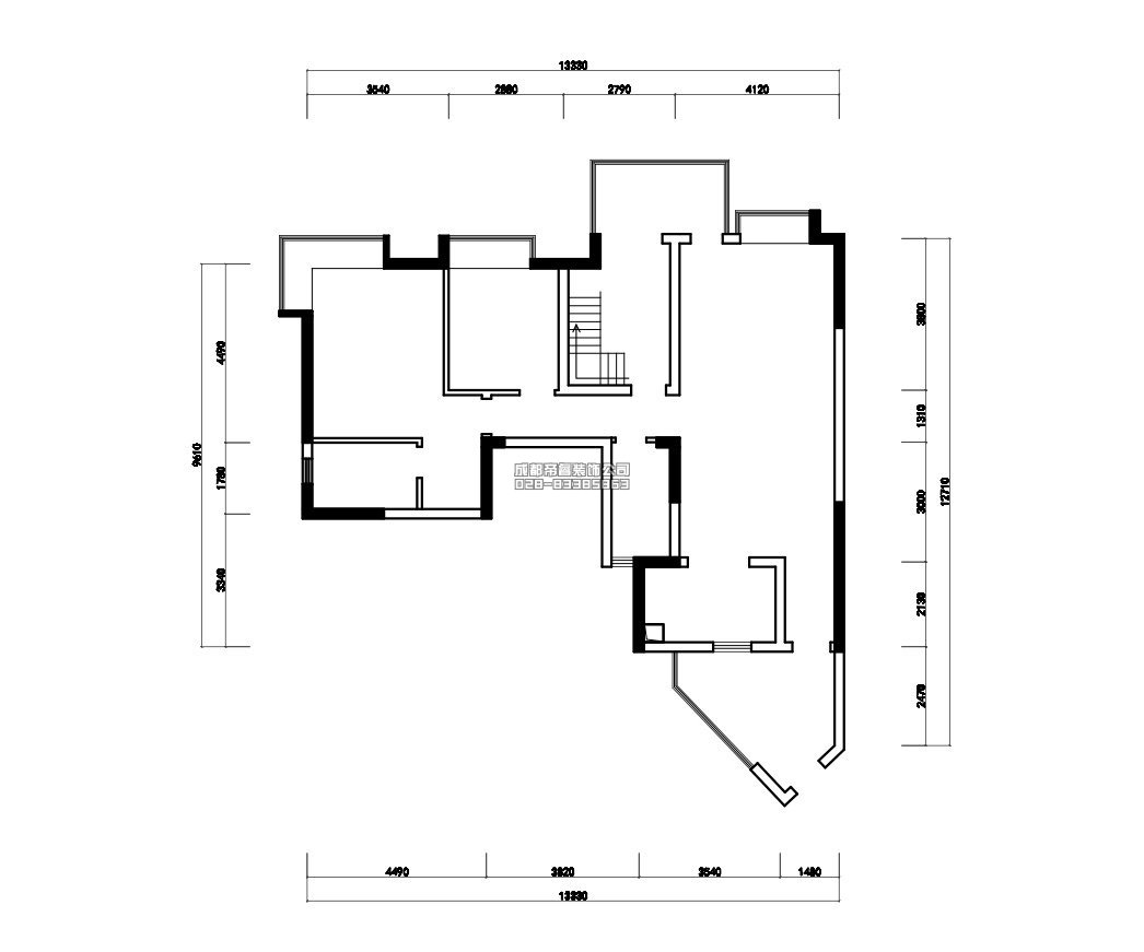 简欧套三住宅家原始结构平面设计图